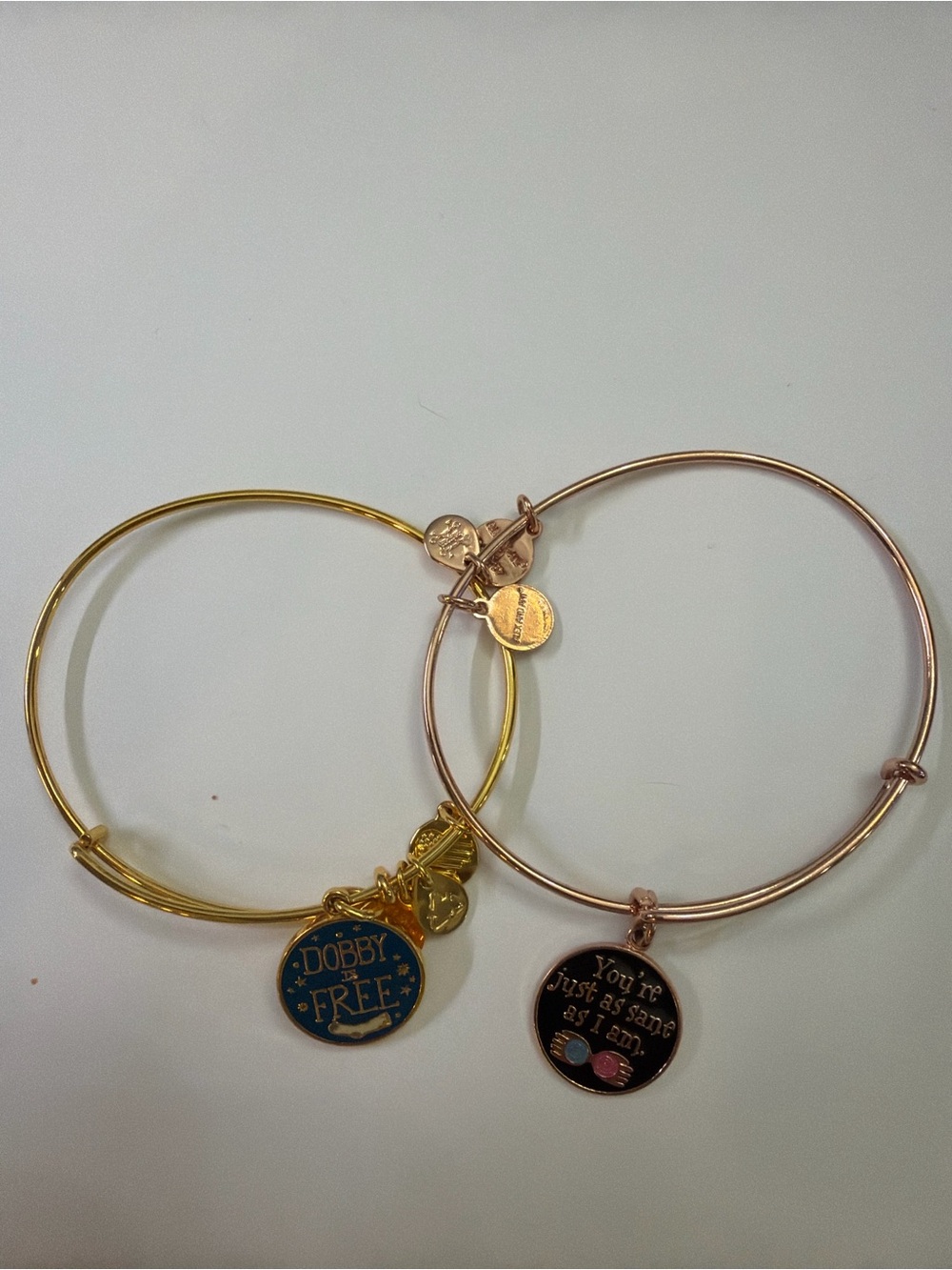 Alex and Ani Harry Potter Bracelet Lot – Dobby Is Free & Luna Lovegood Quote